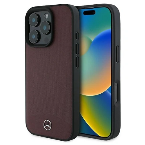 Buy Mercedes MEHMP16X23RBARR Apple iPhone 16 Pro Max hardcase Textured And Plain Leather MagSafe red - MRS269 - {ean13} - Home Screen Store Europe