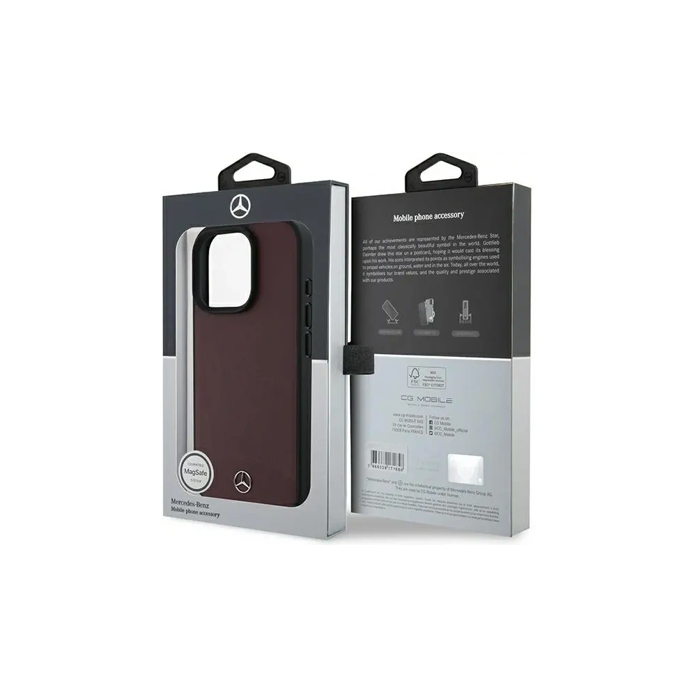 Etui Mercedes MEHMP16X23RBARR Apple iPhone 16 Pro Max hardcase Textured And Plain Leather MagSafe czerwony/red