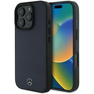 Kup Etui Mercedes MEHMP16X23RBARV Apple iPhone 16 Pro Max hardcase Textured And Plain Leather MagSafe granatowy/navy - MRS270 - {ean13} - Sklep Home Screen