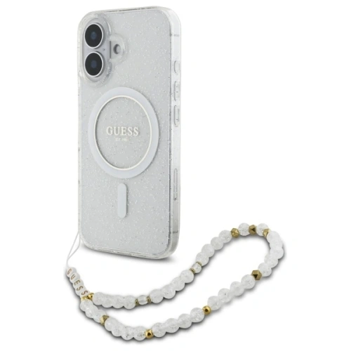 Kup Etui Guess GUHMP16MHGCRELST Apple iPhone 16 Plus hardcase IML Glitter s perlovým popruhem MagSafe průhledný/transparentní - GUE4141 - {ean13} - Sklep Home Screen