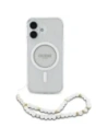 Buy Guess GUHMP16MHGCRELST Apple iPhone 16 Plus hardcase IML Glitter With Pearl Strap MagSafe transparent - GUE4141 - {ean13} - Home Screen Store Europe