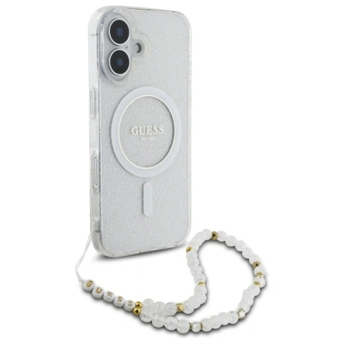 Kup Etui Guess GUHMP16MHGCRELST Apple iPhone 16 Plus hardcase IML Glitter s perlovým popruhem MagSafe průhledný/transparentní - GUE4141 - {ean13} - Sklep Home Screen