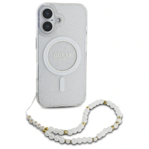 Kup Etui Guess GUHMP16MHGCRELST Apple iPhone 16 Plus hardcase IML Glitter s perlovým popruhem MagSafe průhledný/transparentní - GUE4141 - {ean13} - Sklep Home Screen