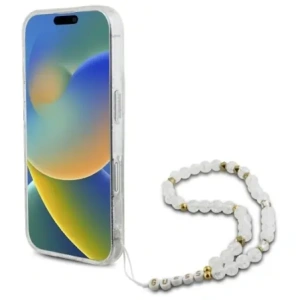 Kup Guess GUHMP16MHGCRELST Apple iPhone 16 Plus Hardcase IML Glitter mit Perlenriemen MagSafe transparent - GUE4141 - {ean13} - Sklep Home Screen