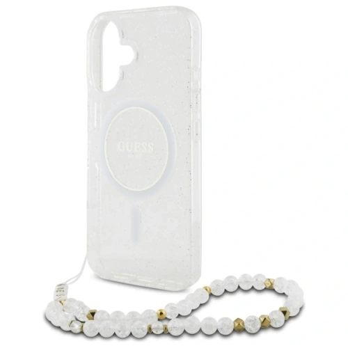 Kup Etui Guess GUHMP16MHGCRELST Apple iPhone 16 Plus hardcase IML Glitter s perlovým popruhem MagSafe průhledný/transparentní - GUE4141 - {ean13} - Sklep Home Screen