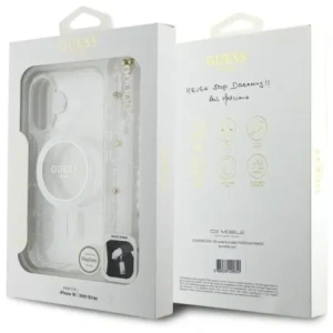 Kup Guess GUHMP16MHGCRELST Apple iPhone 16 Plus Hardcase IML Glitter mit Perlenriemen MagSafe transparent - GUE4141 - {ean13} - Sklep Home Screen