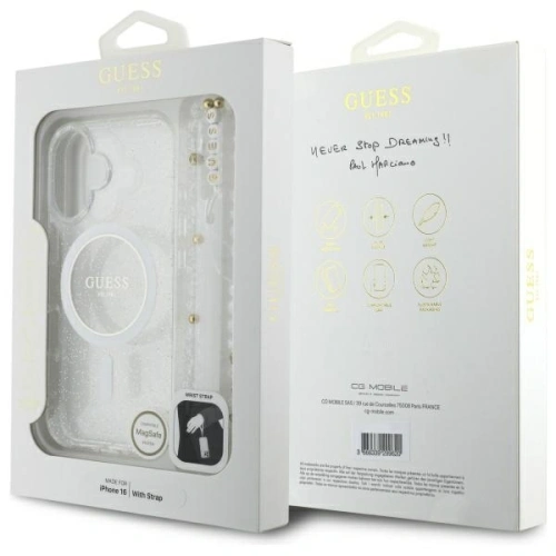 Kup Etui Guess GUHMP16MHGCRELST Apple iPhone 16 Plus hardcase IML Glitter s perlovým popruhem MagSafe průhledný/transparentní - GUE4141 - {ean13} - Sklep Home Screen