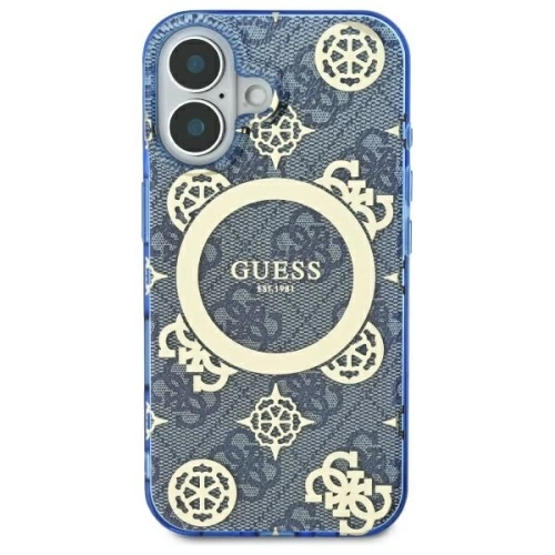 Buy Guess GUHMP16SH4PYEEB Apple iPhone 16 hardcase IML Peony On 4G Background MagSafe blue - GUE4145 - {ean13} - Home Screen Store Europe