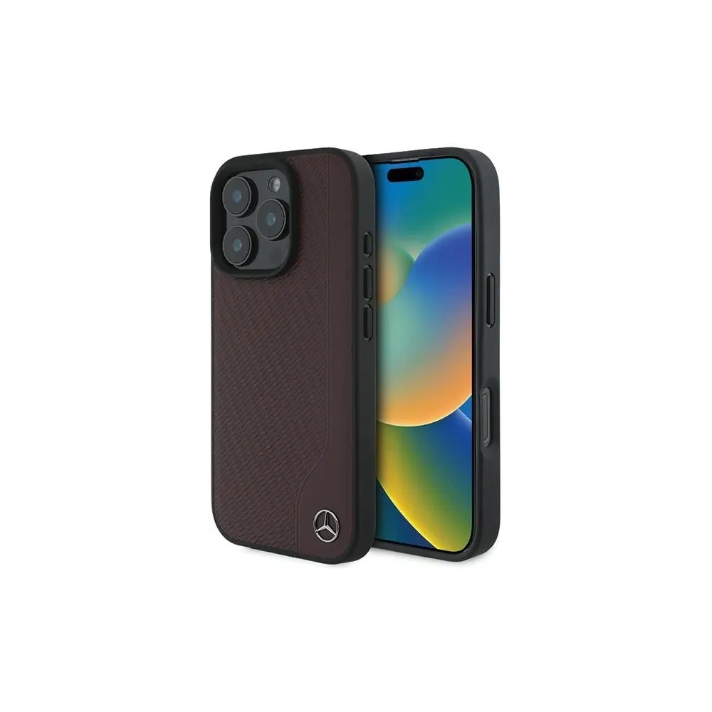 Etui Mercedes MEHMP16X23RBGVR Apple iPhone 16 Pro Max hardcase MB Wood Imitation Leather MagSafe czerwony/red