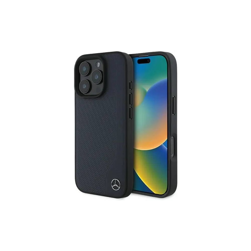 Etui Mercedes MEHMP16X23RBGVV Apple iPhone 16 Pro Max hardcase MB Wood Imitation Leather MagSafe granatowy/navy