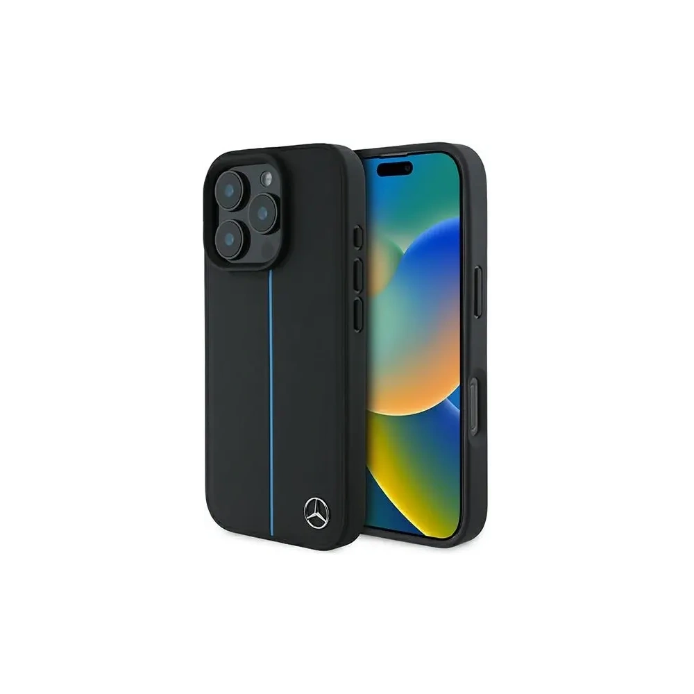 Etui Mercedes MEHMP16X23RURBK Apple iPhone 16 Pro Max hardcase MB Blue Line Leather MagSafe czarny/black
