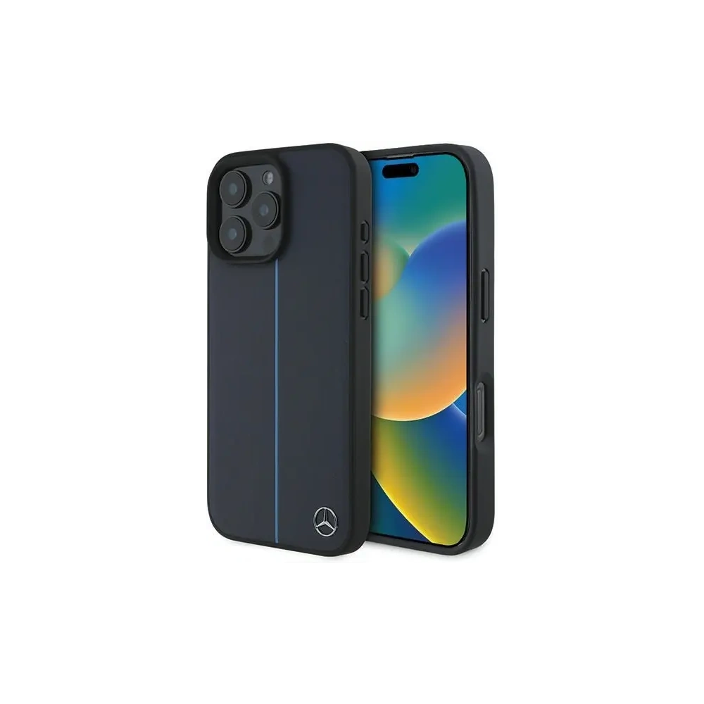 Etui Mercedes MEHMP16X23RURBV Apple iPhone 16 Pro Max hardcase MB Blue Line Leather MagSafe granatowy/navy