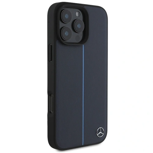 Kup Mercedes MEHMP16X23RURBV Apple iPhone 16 Pro Max keménytok MB Kék Csík Bőr MagSafe sötétkék - MRS275 - {ean13} - Sklep Home Screen