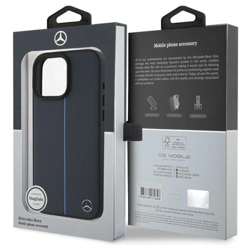 Kup Mercedes MEHMP16X23RURBV Apple iPhone 16 Pro Max keménytok MB Kék Csík Bőr MagSafe sötétkék - MRS275 - {ean13} - Sklep Home Screen
