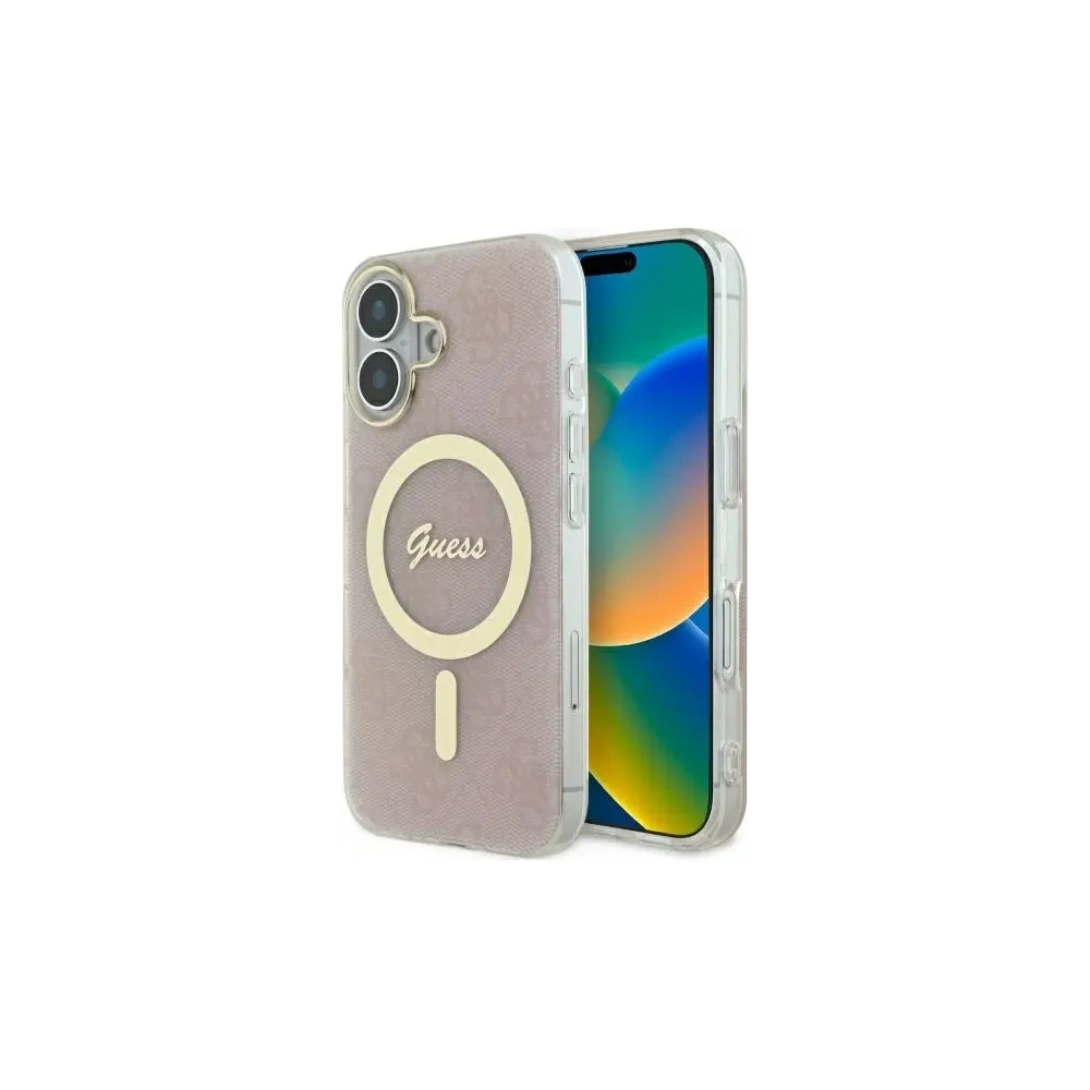 Etui Guess GUHMP16SH4STP Apple iPhone 16 hardcase IML 4G MagSafe różowy/pink