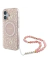 Guess GUHMP16SHCPOFPP Apple iPhone 16 carcasă tare IML Flori Totul Electro Cu Curea din Perlă MagSafe roz