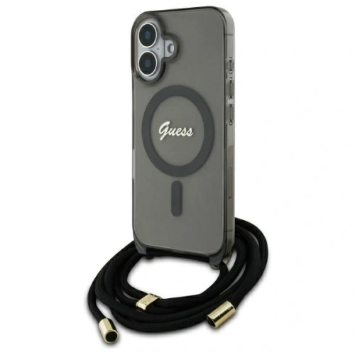 Kup Guess GUHMP16SHCTSGNSK Apple iPhone 16 husă din plastic Crossbody Cord Script MagSafe neagră - GUE4150 - {ean13} - Sklep Home Screen