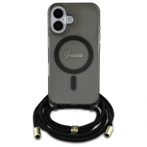 Kup Guess GUHMP16SHCTSGNSK Apple iPhone 16 husă din plastic Crossbody Cord Script MagSafe neagră - GUE4150 - {ean13} - Sklep Home Screen