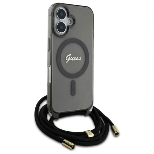 Kup Etui Guess GUHMP16SHCTSGNSK Apple iPhone 16 hardcase Crossbody Cord Script MagSafe černý/black - GUE4150 - {ean13} - Sklep Home Screen