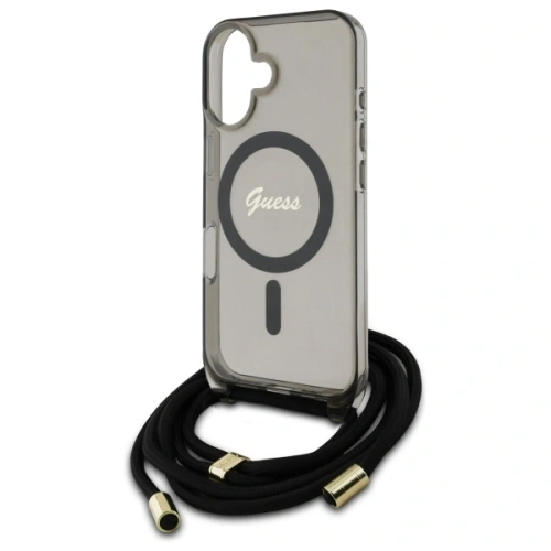 Kup Guess GUHMP16SHCTSGNSK Apple iPhone 16 husă din plastic Crossbody Cord Script MagSafe neagră - GUE4150 - {ean13} - Sklep Home Screen