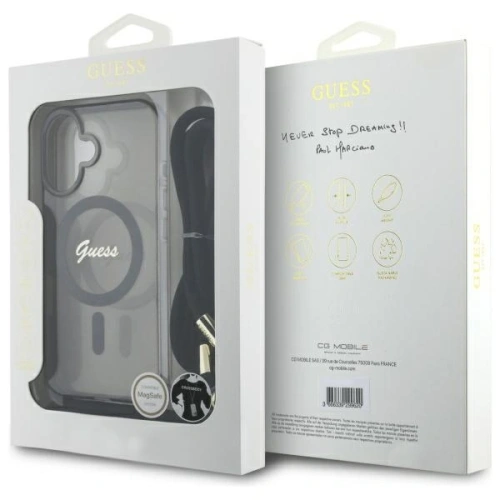 Kup Guess GUHMP16SHCTSGNSK Apple iPhone 16 husă din plastic Crossbody Cord Script MagSafe neagră - GUE4150 - {ean13} - Sklep Home Screen