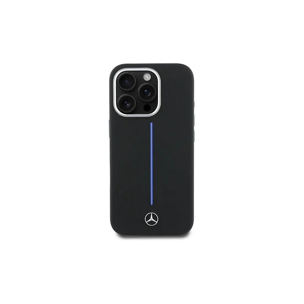 Etui Mercedes MEHMP16X23SUMBK Apple iPhone 16 Pro Max hardcase Silicone Blue Stripe MagSafe czarny/black