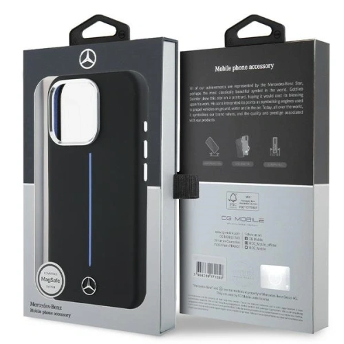 Kup Mercedes MEHMP16X23SUMBK Apple iPhone 16 Pro Max husă din silicon cu dungi albastre MagSafe negru - MRS277 - {ean13} - Sklep Home Screen