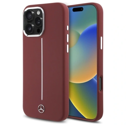 Buy Mercedes MEHMP16X23SUMSR Apple iPhone 16 Pro Max hardcase Silicone White Stripe MagSafe red - MRS279 - {ean13} - Home Screen Store Europe