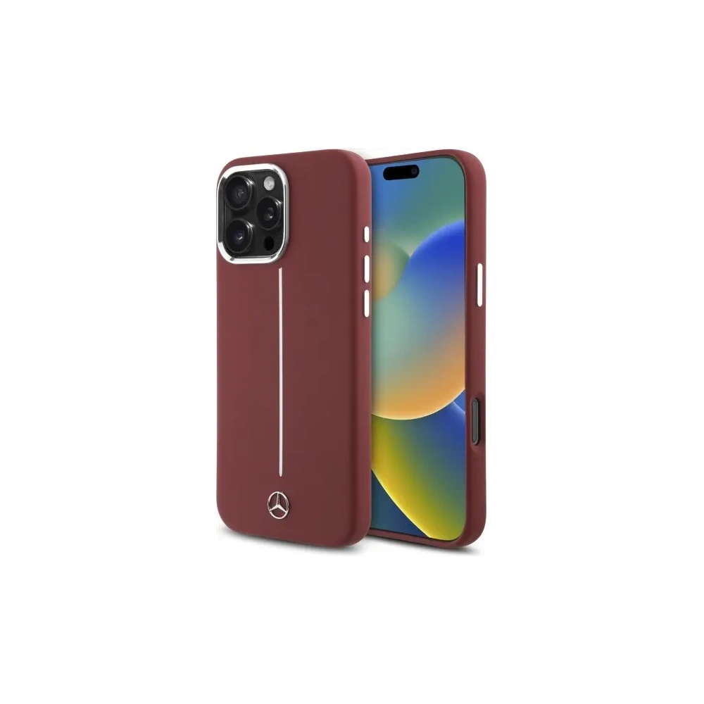 Etui Mercedes MEHMP16X23SUMSR Apple iPhone 16 Pro Max hardcase Silicone White Stripe MagSafe czerwony/red