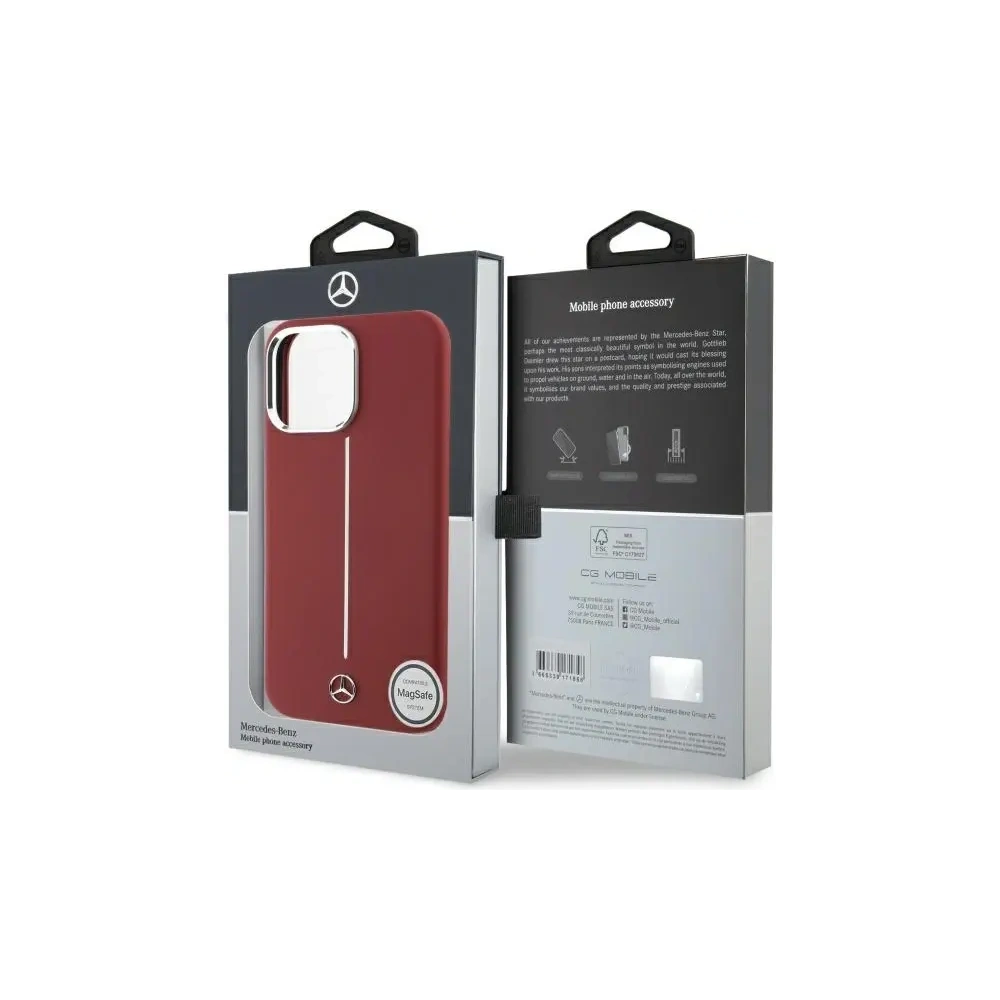 Etui Mercedes MEHMP16X23SUMSR Apple iPhone 16 Pro Max hardcase Silicone White Stripe MagSafe czerwony/red