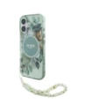 Etui Guess GUHMP16SHFWBRCESN Apple iPhone 16 hardcase IML Flowers With Pearl Strap MagSafe zelený/green