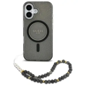 Kup Etui Guess GUHMP16SHGCRELSK Apple iPhone 16 hardcase IML Glitter s perlovým řemínkem MagSafe černý/černý - GUE4155 - {ean13} - Sklep Home Screen
