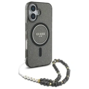 Kup Guess GUHMP16SHGCRELSK Apple iPhone 16 kemény tok IML csillogó gyöngy pánttal MagSafe fekete - GUE4155 - {ean13} - Sklep Home Screen