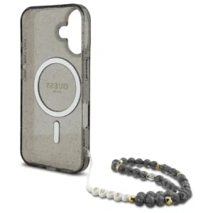 Kup Guess GUHMP16SHGCRELSK Apple iPhone 16 kemény tok IML csillogó gyöngy pánttal MagSafe fekete - GUE4155 - {ean13} - Sklep Home Screen
