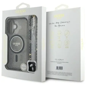 Kup Guess GUHMP16SHGCRELSK Apple iPhone 16 kemény tok IML csillogó gyöngy pánttal MagSafe fekete - GUE4155 - {ean13} - Sklep Home Screen