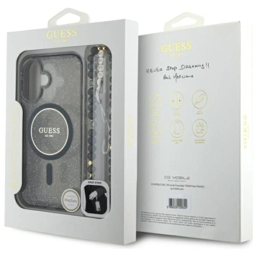 Kup Guess GUHMP16SHGCRELSK Apple iPhone 16 Hardcase IML Glitter mit Perlenarmband MagSafe schwarz - GUE4155 - {ean13} - Sklep Home Screen