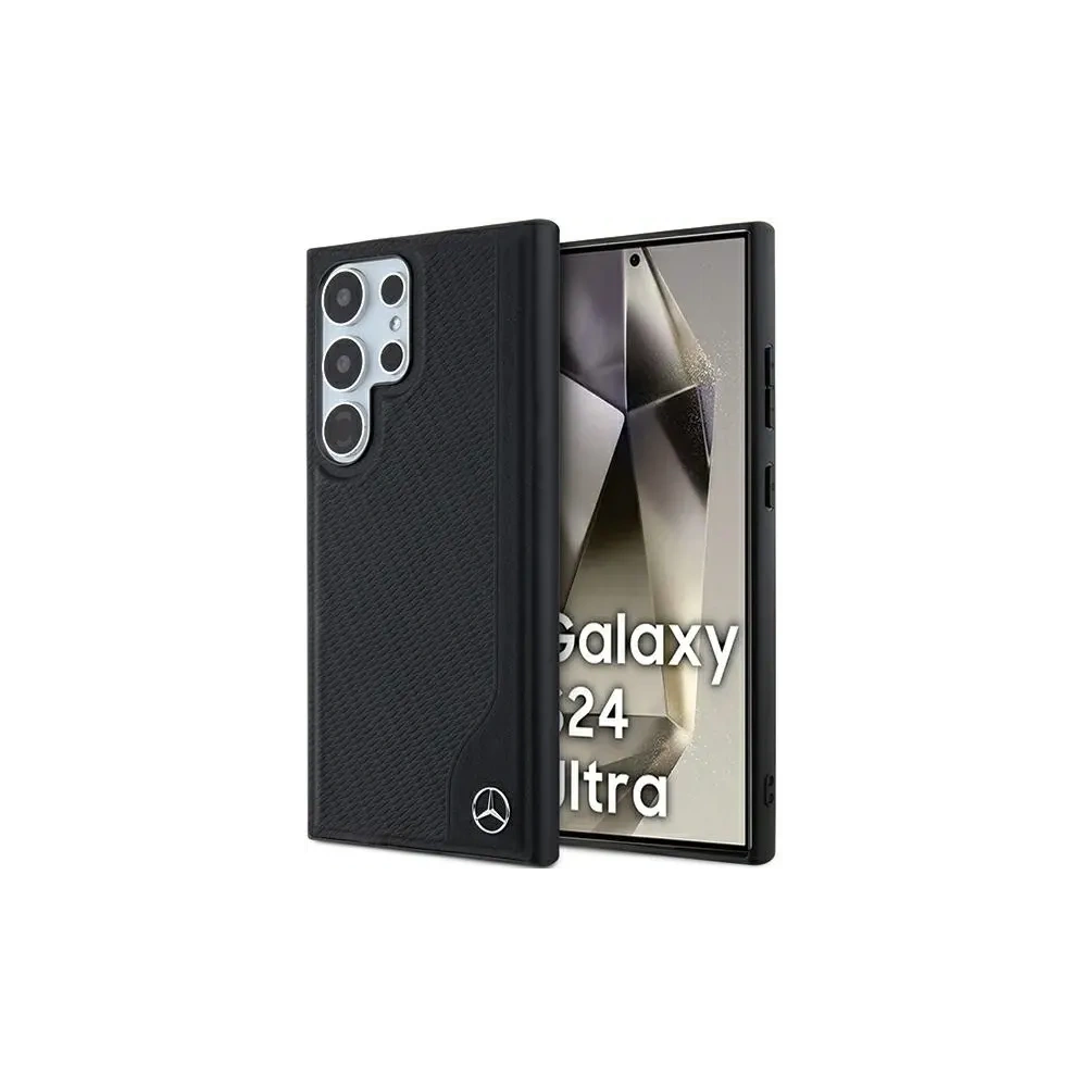 Etui Mercedes MEHMS24L23RBGVK Samsung Galaxy S24 Ultra hardcase Leather Debossed Line MagSafe czarny/black