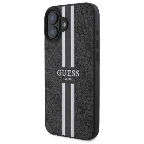 Buy Guess GUHMP16SP4RPSK Apple iPhone 16 hardcase 4G Printed Stripes MagSafe black - GUE4157 - {ean13} - Home Screen Store Europe
