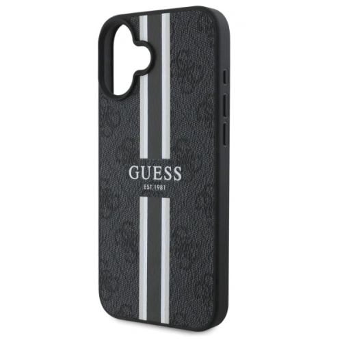Buy Guess GUHMP16SP4RPSK Apple iPhone 16 hardcase 4G Printed Stripes MagSafe black - GUE4157 - {ean13} - Home Screen Store Europe