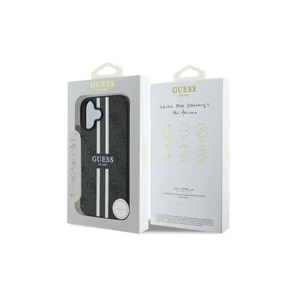 Etui Guess GUHMP16SP4RPSK Apple iPhone 16 hardcase 4G Printed Stripes MagSafe czarny/black