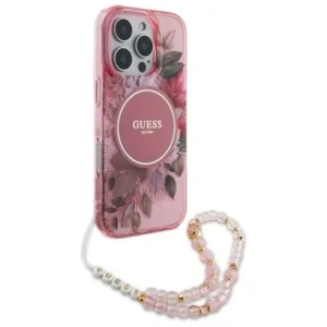 Kup Etui Guess GUHMP16XHFWBRCESP Apple iPhone 16 Pro Max hardcase IML Flowers With Pearl Strap MagSafe różowy/pink - GUE4162 - {ean13} - Sklep Home Screen