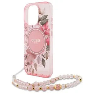 Kup Etui Guess GUHMP16XHFWBRCESP Apple iPhone 16 Pro Max hardcase IML Flowers With Pearl Strap MagSafe różowy/pink - GUE4162 - {ean13} - Sklep Home Screen