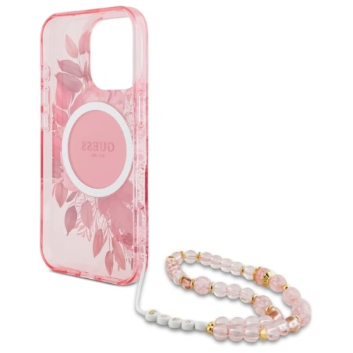 Kup Guess GUHMP16XHFWBRCESP Apple iPhone 16 Pro Max Hardcase IML Blumen mit Perlenstrap MagSafe rosa - GUE4162 - {ean13} - Sklep Home Screen