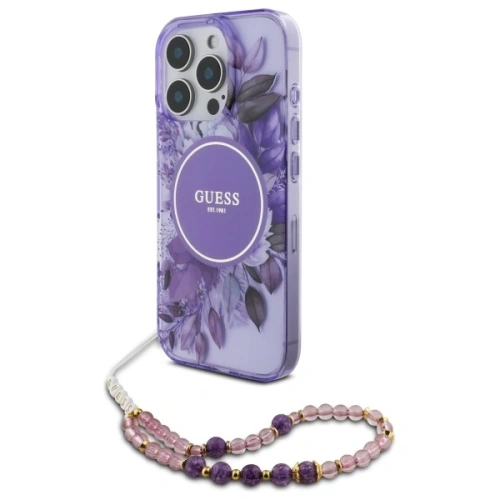 Kup Etui Guess GUHMP16XHFWBRCESU Apple iPhone 16 Pro Max hardcase IML Flowers With Pearl Strap MagSafe fioletowy/purple - GUE4163 - {ean13} - Sklep Home Screen
