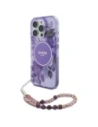 Etui Guess GUHMP16XHFWBRCESU Apple iPhone 16 Pro Max hardcase IML Flowers With Pearl Strap MagSafe fioletowy/purple