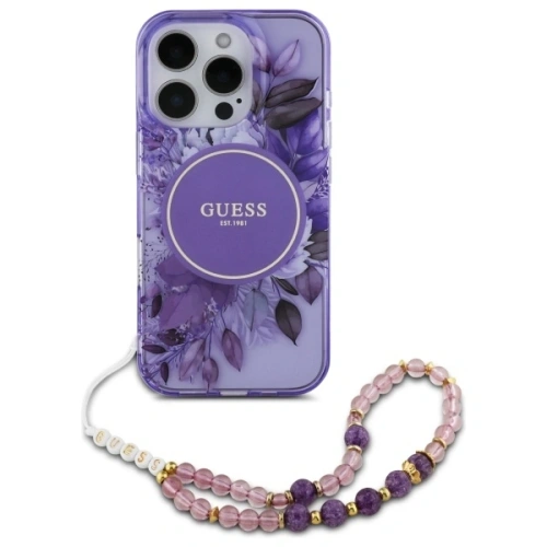 Kup Etui Guess GUHMP16XHFWBRCESU Apple iPhone 16 Pro Max hardcase IML Flowers With Pearl Strap MagSafe fioletowy/purple - GUE4163 - {ean13} - Sklep Home Screen