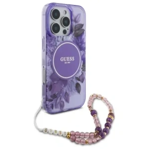 Kup Etui Guess GUHMP16XHFWBRCESU Apple iPhone 16 Pro Max hardcase IML Flowers With Pearl Strap MagSafe fioletowy/purple - GUE4163 - {ean13} - Sklep Home Screen