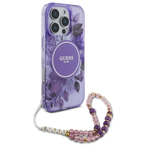 Kup Etui Guess GUHMP16XHFWBRCESU Apple iPhone 16 Pro Max hardcase IML Flowers With Pearl Strap MagSafe fioletowy/purple - GUE4163 - {ean13} - Sklep Home Screen