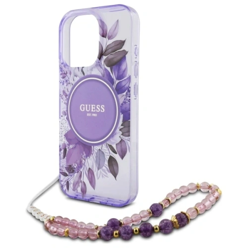 Kup Etui Guess GUHMP16XHFWBRCESU Apple iPhone 16 Pro Max hardcase IML Flowers With Pearl Strap MagSafe fioletowy/purple - GUE4163 - {ean13} - Sklep Home Screen