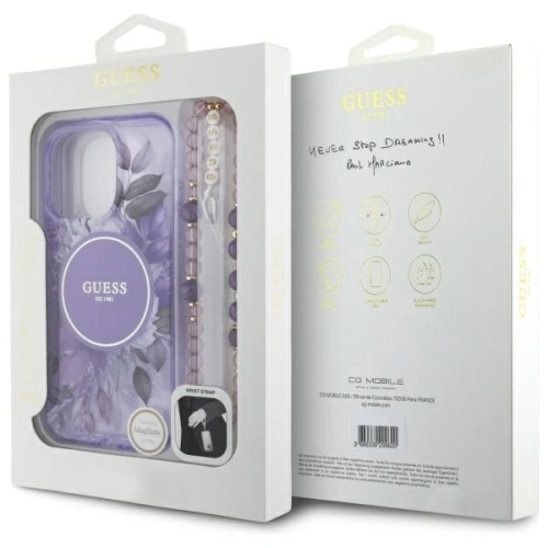 Kup Etui Guess GUHMP16XHFWBRCESU Apple iPhone 16 Pro Max hardcase IML Flowers With Pearl Strap MagSafe fioletowy/purple - GUE4163 - {ean13} - Sklep Home Screen